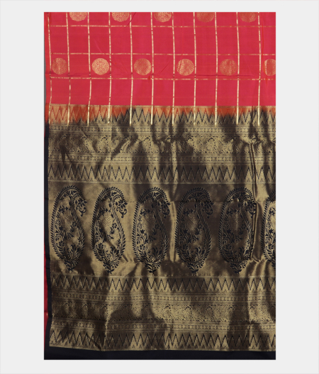 Pinkish Orange Handwoven Kanjivaram Silk Saree T1650804