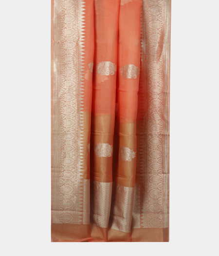 Peach Banaras Organza Saree T1871682