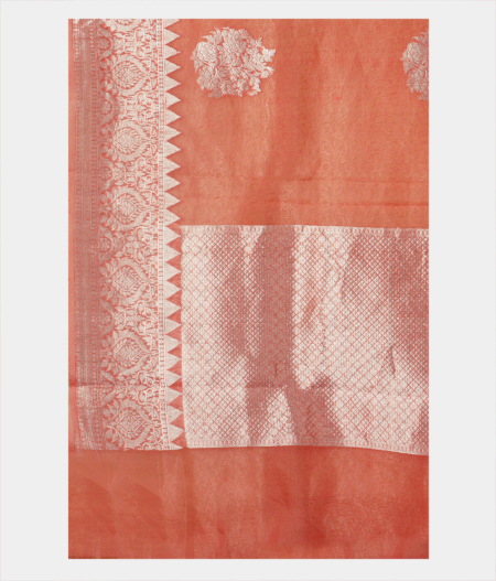 Peach Banaras Organza Saree T1871684