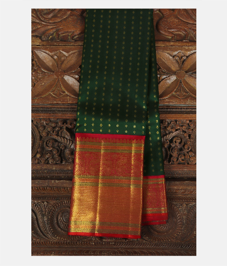 Dark Green Handwoven Kanjivaram Silk Saree T206083-image