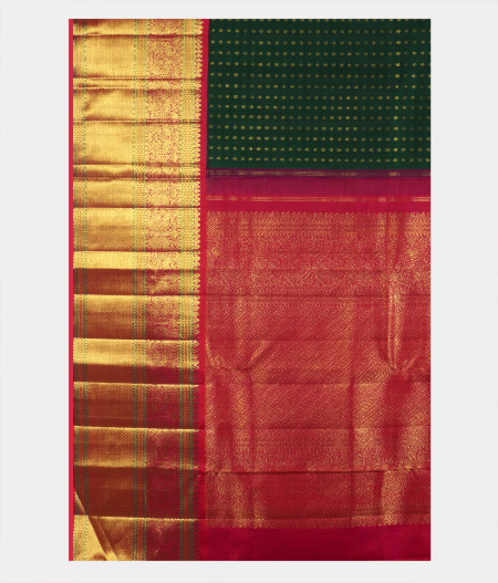 Dark Green Handwoven Kanjivaram Silk Saree T2060834