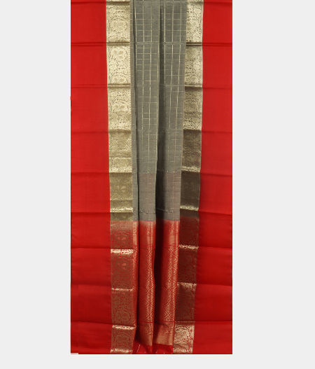 Grey Silk Cotton Saree T1998032