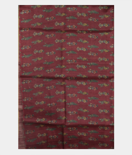 Red Tussar Printed Saree T1900873