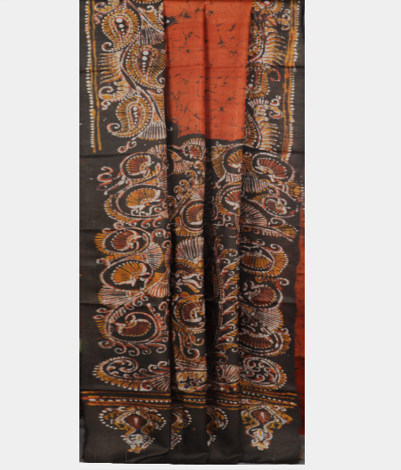 Brown Tussar Printed Saree T2054372