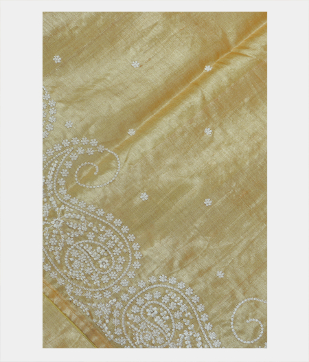 Yellow Tussar Embroidery Saree T192643-image