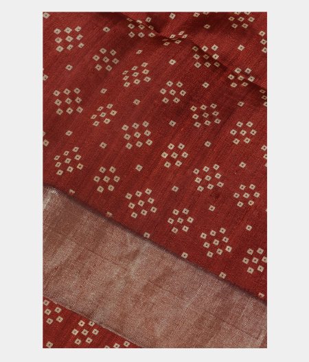 Red Tussar Printed Saree T198551-image