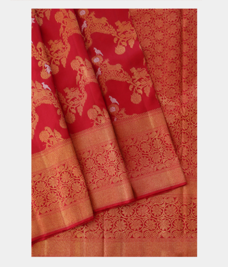 Red Handwoven Kanjivaram Silk Saree T2061223