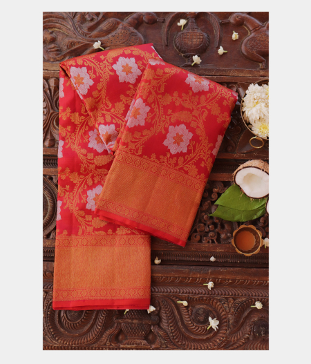 Pinkish Orange Handwoven Kanjivaram Silk Saree T206638-image