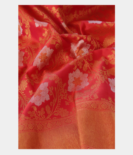 Pinkish Orange Handwoven Kanjivaram Silk Saree T2066382