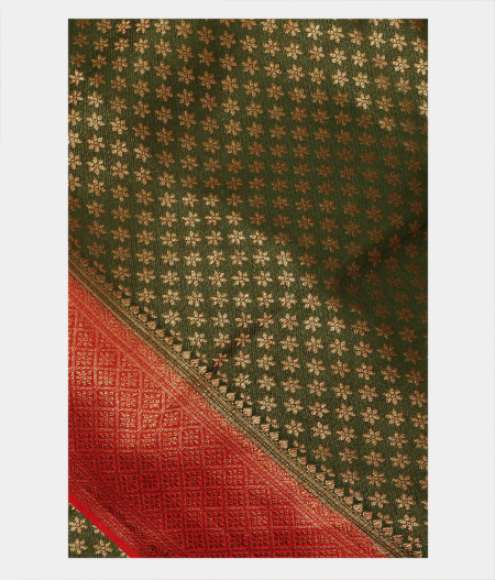 Green Crepe Silk Saree T211348-image