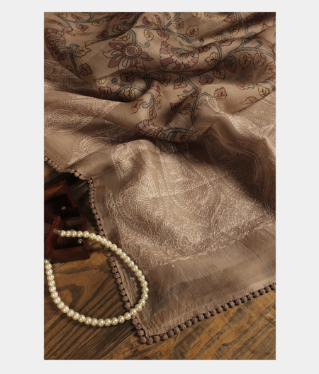 Light Grey Organza Embroidery Saree T212126-image