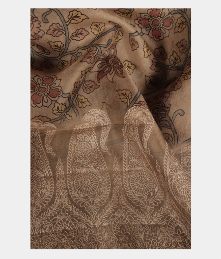 Light Grey  Organza Embroidery Saree T2121262