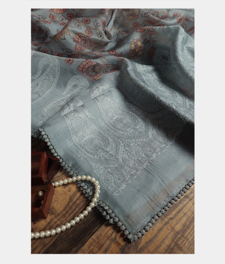 Light Blue Organza Embroidery Saree T212124-image