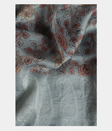Light Blue  Organza Embroidery Saree T2121242