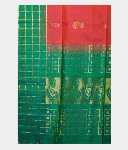 Pinkish Orange Soft Silk Saree T2100494