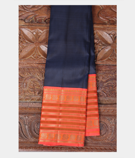Midnight Blue Handwoven Kanjivaram Silk Saree T207641-image