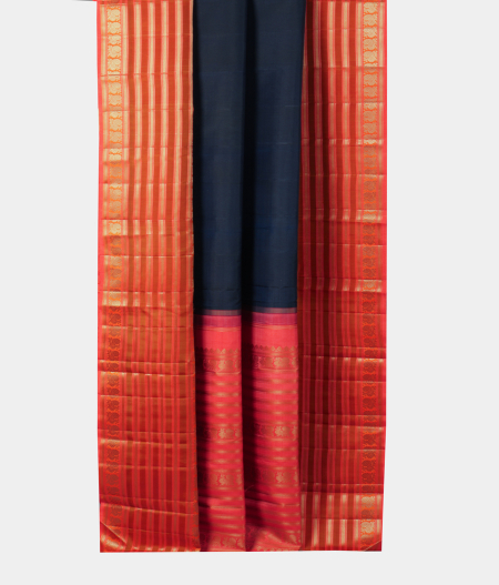Midnight Blue Handwoven Kanjivaram Silk Saree T2076412