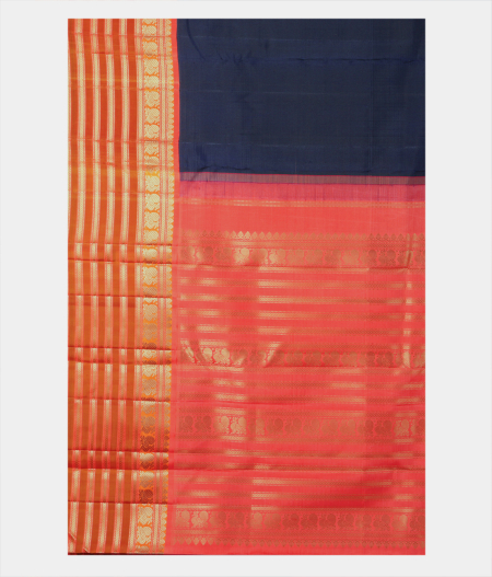 Midnight Blue Handwoven Kanjivaram Silk Saree T2076414