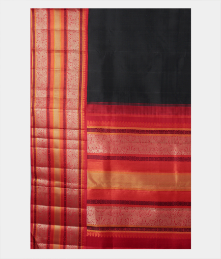 Black Handwoven Kanjivaram Silk Saree T2119444