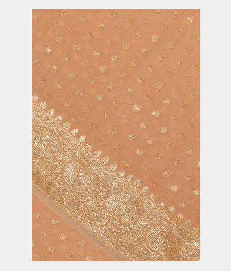 Peach Banaras Georgette Silk Saree T214108-image