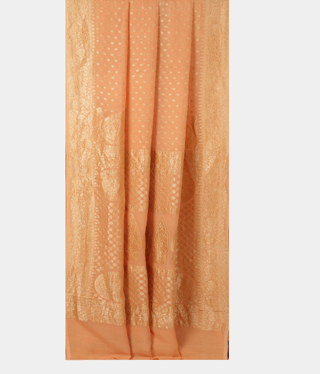 Peach Banaras Georgette Silk Saree T2141082