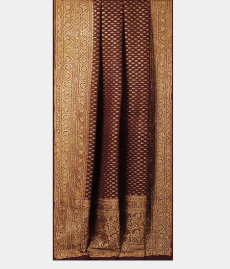 Brown Banaras Georgette Silk Saree T2141302