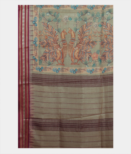 Green Vidarbha Tussar Saree T2160264