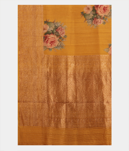 Golden Yellow Tussar Printed Saree T2158984