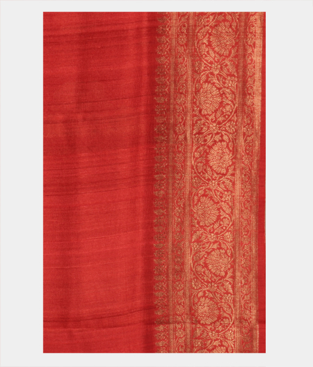 Red Tussar Printed Saree T2158933