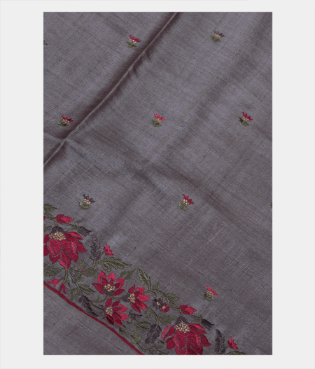 Grey Tussar Embroidery Saree T36499-image