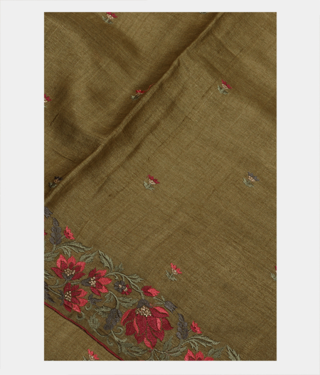 Green Tussar Embroidery Saree T199139-image