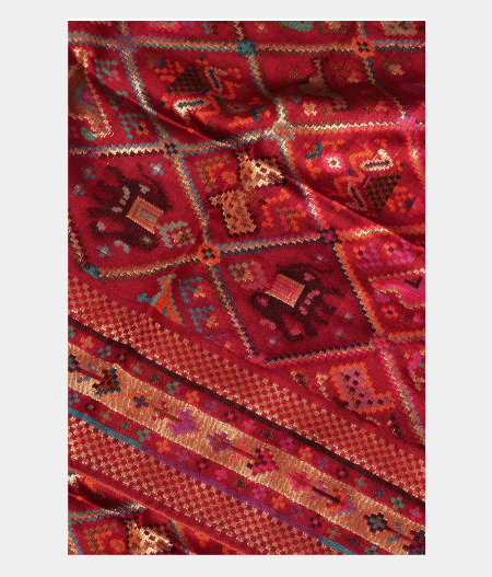 Red Cashmere Kani Silk Dupatta T213471-image