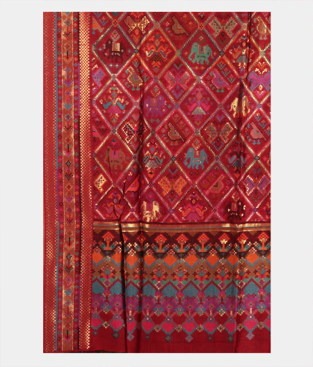 Red Cashmere Kani Silk Dupatta T2134713