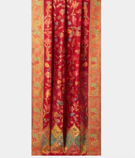 Red Cashmere Kani Silk Dupatta T2134792