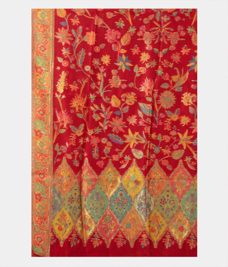 Red Cashmere Kani Silk Dupatta T2134793