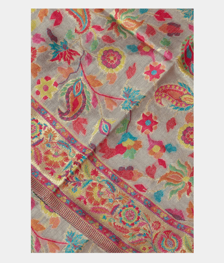 Beige Cashmere Kani Silk Dupatta T213488-image