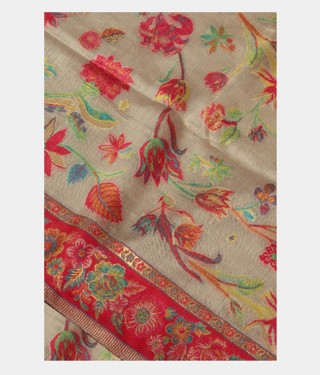Beige Cashmere Kani Silk Dupatta T213470-image