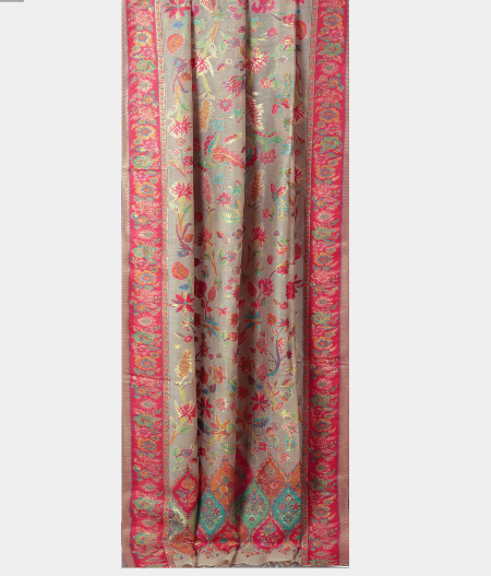 Beige Cashmere Kani Silk Dupatta T2134702