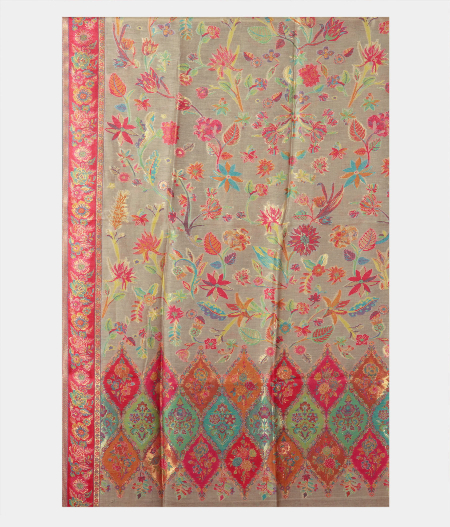 Beige Cashmere Kani Silk Dupatta T2134703