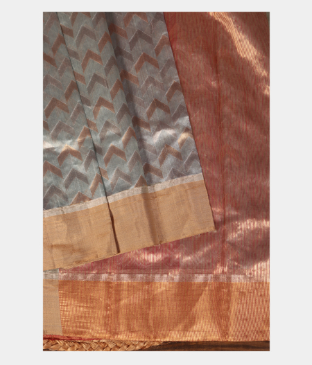 Bluish Grey Chanderi Silk Saree T2166892