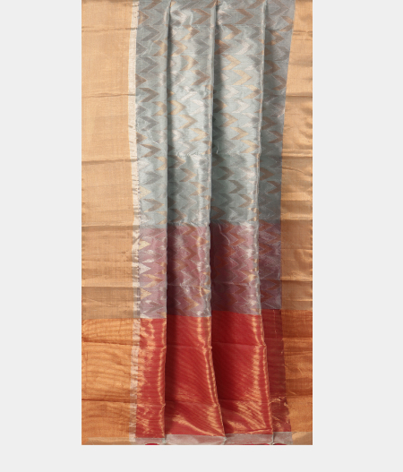 Bluish Grey Chanderi Silk Saree T2166893