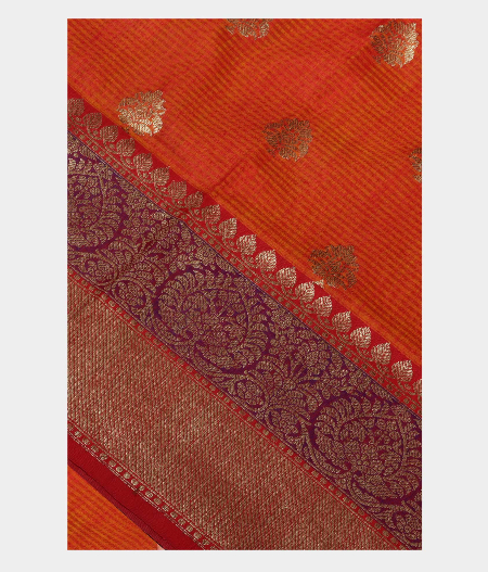 Orange Banaras Tussar Saree T212878-image