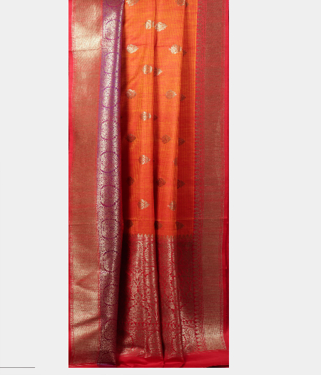 Orange Banaras Tussar Saree T2128782