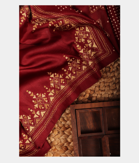 Maroon Pure Silk Saree T216774-image