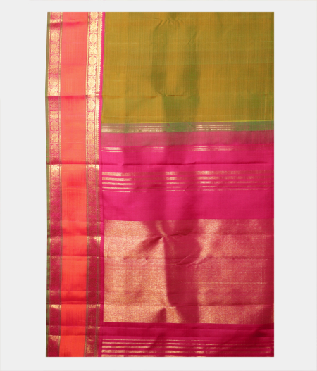 Yellowish Green Handwoven Kanjivaram Silk Saree T2096984