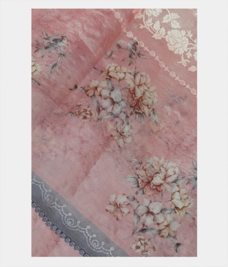 Mauve Pink Kora Organza Embroidery Saree T218386-image