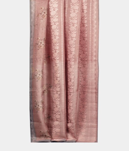 Mauve Pink Kora Organza Embroidery Saree T2183862