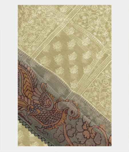 Light Green Kora Organza Embroidery Saree T218395-image