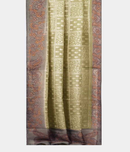 Light Green Kora Organza Embroidery Saree T2183952