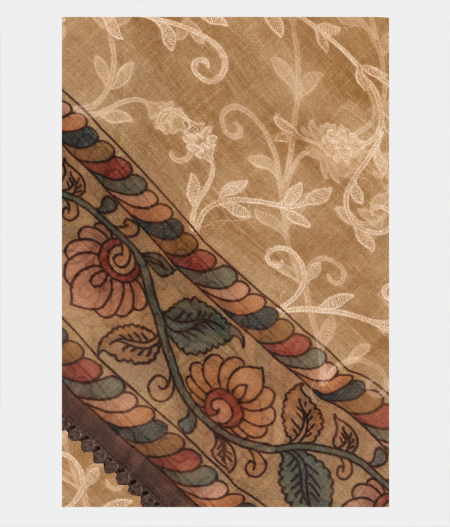 Beige Kora Organza Embroidery Saree T218406-image